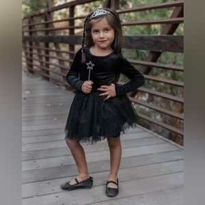 Black Velvet and Tulle Girls Dress